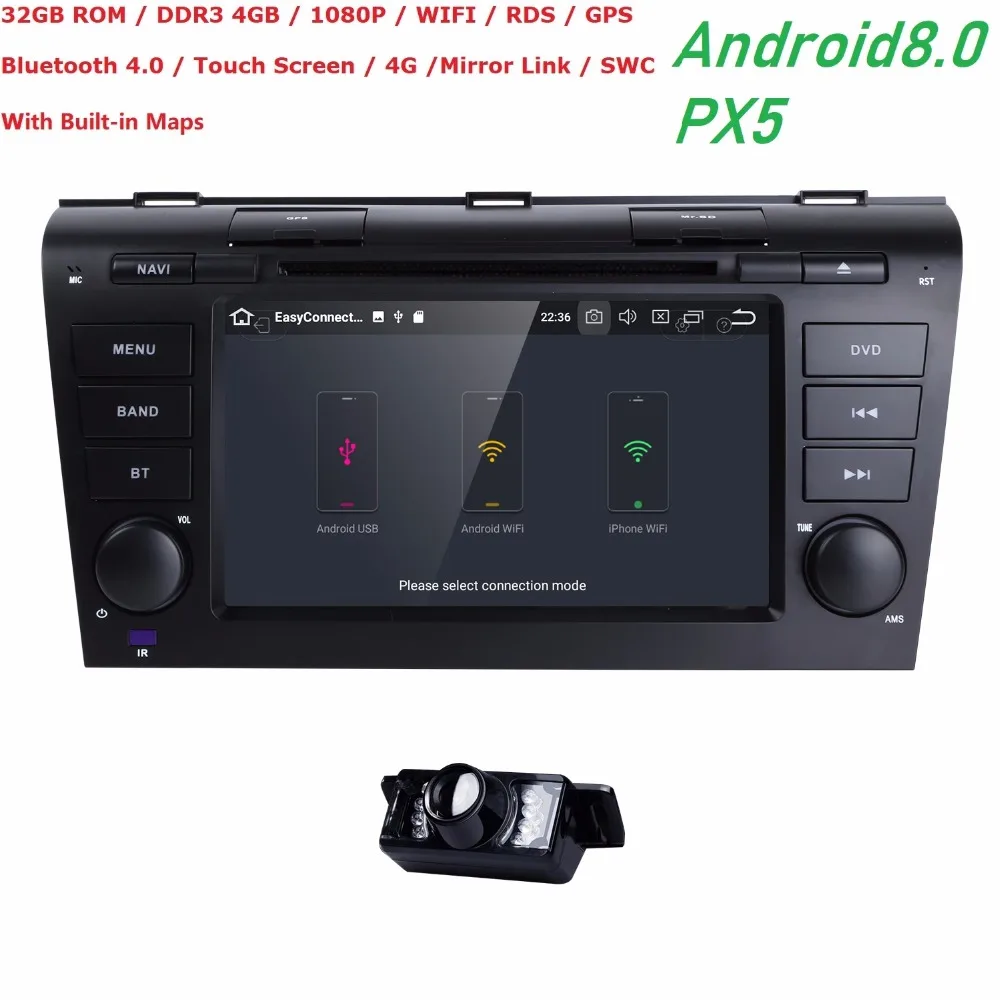 Discount Android8.0 Touch Screen Car DVD Player for Mazda3 Mazda 3 2004-2009 GPS Navigation System 4G USB Radio RDS CD SWC GPS RADIO MAPS 4