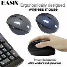 Basix эргономичная Вертикальная игровая беспроводная мышь 6 кнопок оптическая с 1200 dpi переключатель Вертикальная мышь для ПК ноутбук компьютерные мыши