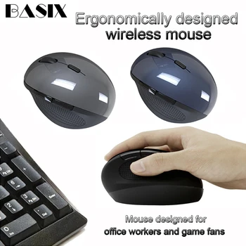 

Basix Ergonomic Vertical Gaming Wireless Mouse 6 Buttons Optical with 1600DPI Switch Vertical Mouse For PC laptop Computer mice
