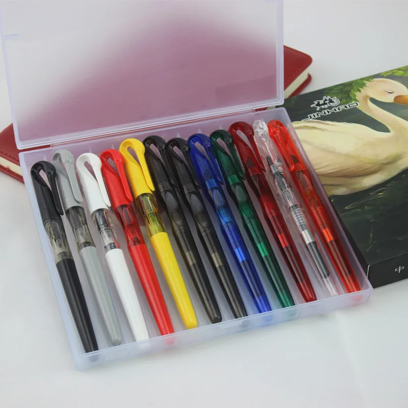 

Creative Swan Clip Fountain Pen Jinhao Hooded Nib 0.38mm Plastic Transparent Ink Pens School Office Supplies 1pc/lot