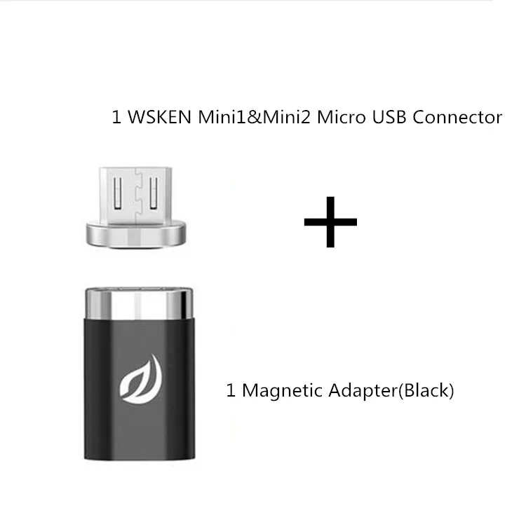 WSKEN usb type-C кабель Магнитный адаптер для Micro USB штекер или type-C разъем Магнитный зарядный адаптер для телефонов Android - Цвет: Black Adapter MIC