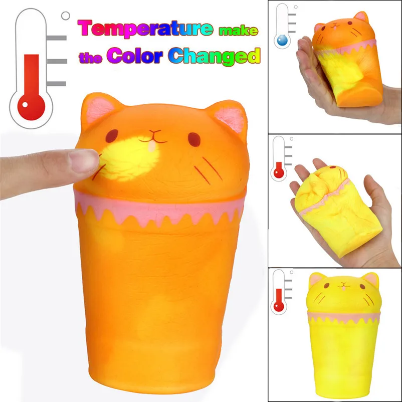 Анти-стресс милый кот Температура Изменение цвета Squishies чашка кошка медленный ароматный снятие стресса дети смешные игрушки подарки 2019M5