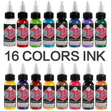 30 мл 16 цветов Пигмент чернил татуировки перманентное искусство тела краска динамическая для подкладки и затенения Профессиональные татуировки