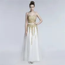 Moda Vestido de festa Querida Beading Ouro prom vestido Longo 2018 Vestido longo vestido de Noite vestido de festa longo