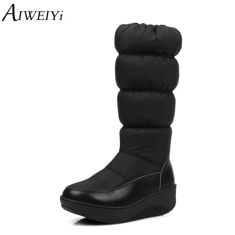 

AIWEIYi Keep Warm Knee High Boots for Women Down Waterproof Plush Warm Shoes Woman Fur Snow Boots