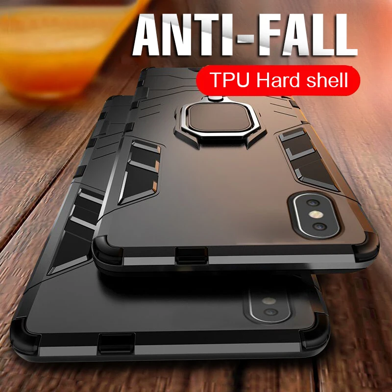 

Luxury Armor Holder Case For IPhone X XR XS Max Phone PC Case Full Cover For IPhone XR XS Max Soft Silicone Shockproof Back Case