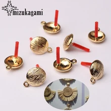 Zinc Alloy Stud Earrings Golden Metal Round Stripe Earrings Connector 13mm 6pcs/lot For DIY Earrings Jewelry Making Accessories