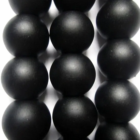 Genuine Matte Black Onyx Beads - Round 10 mm Gemstone Full Strand 15&quot 38 beads A-Quality | Украшения и аксессуары