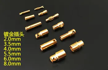 

20pairs/lot 2.0/3.5/4.0/5.5/6.0/8.0mm Gold Bullet Banana Connector Plug Male Female for ESC Motor Lipo RC battery Part