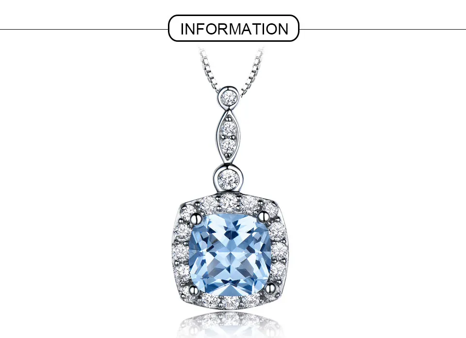 UMCHO 925 пробы Серебряные ожерелья и кулоны, созданные небесно-ожерелье из голубого топаза металлический брелок для Для женщин Fine Jewelry