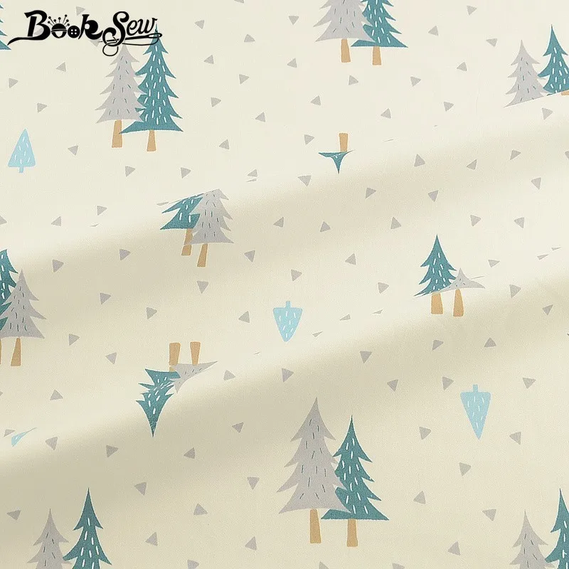 Booksew дизайн деревьев 100% хлопчатобумажная саржевая Ткань для шитья домашний