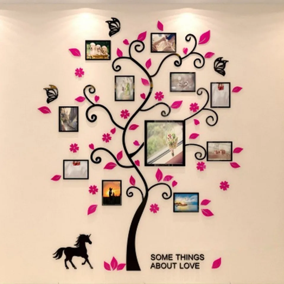 

New 3D Stereo Wall Sticker Acrylic Plant Photo Wall Tree Frame Decorative Mural Home Decoration Stickers On The Wall Kids Room