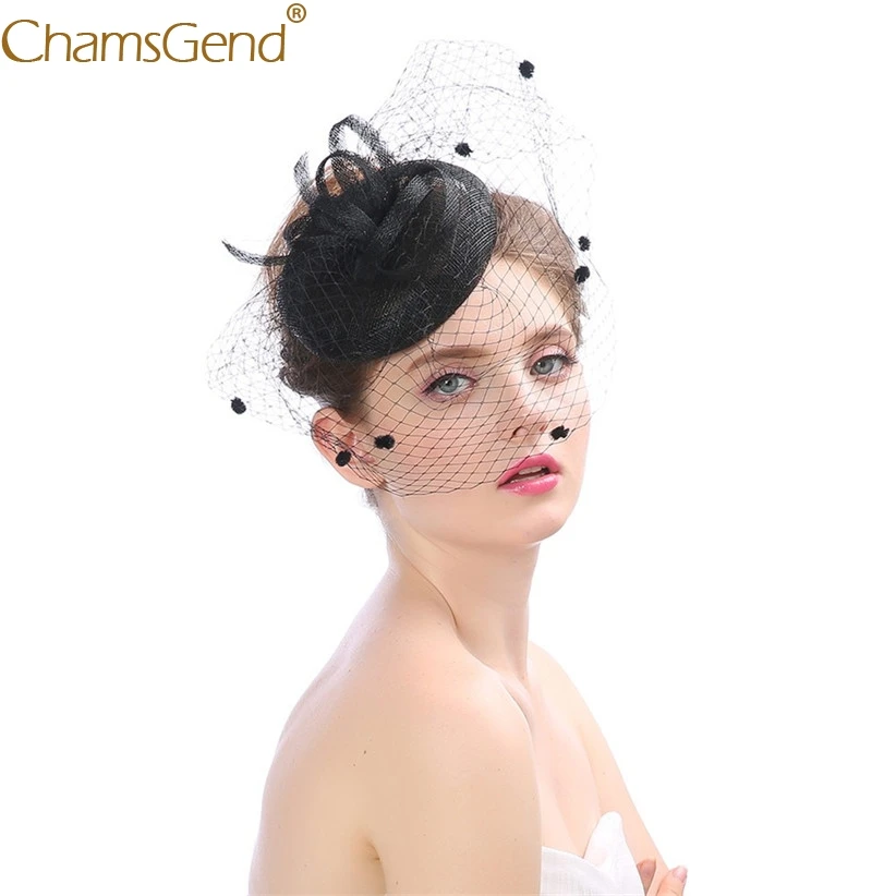

Free Shipping Newly Design Lady Fascinator Mesh Hair Clips Fedoras Hat For Formal Party 80612