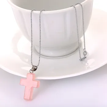 

Dainty Beaded Necklace Birthstone Link Chain Necklaces Fashion Natural Small Stone Women Crystal Necklace Water droplet cross