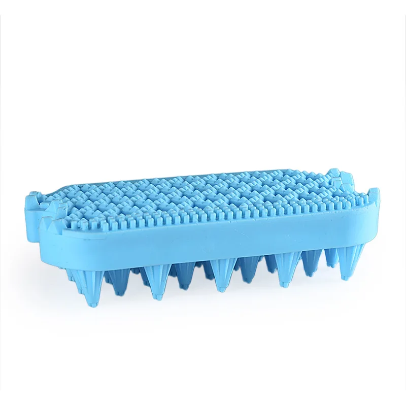 Чистительная ГРЕБЕНКА для ванной собаки силиконовая Массажная кисточка для удаления волос длинная щетка для шерсти чистый душ для домашних животных резина для маленькой большой собаки - Цвет: Синий