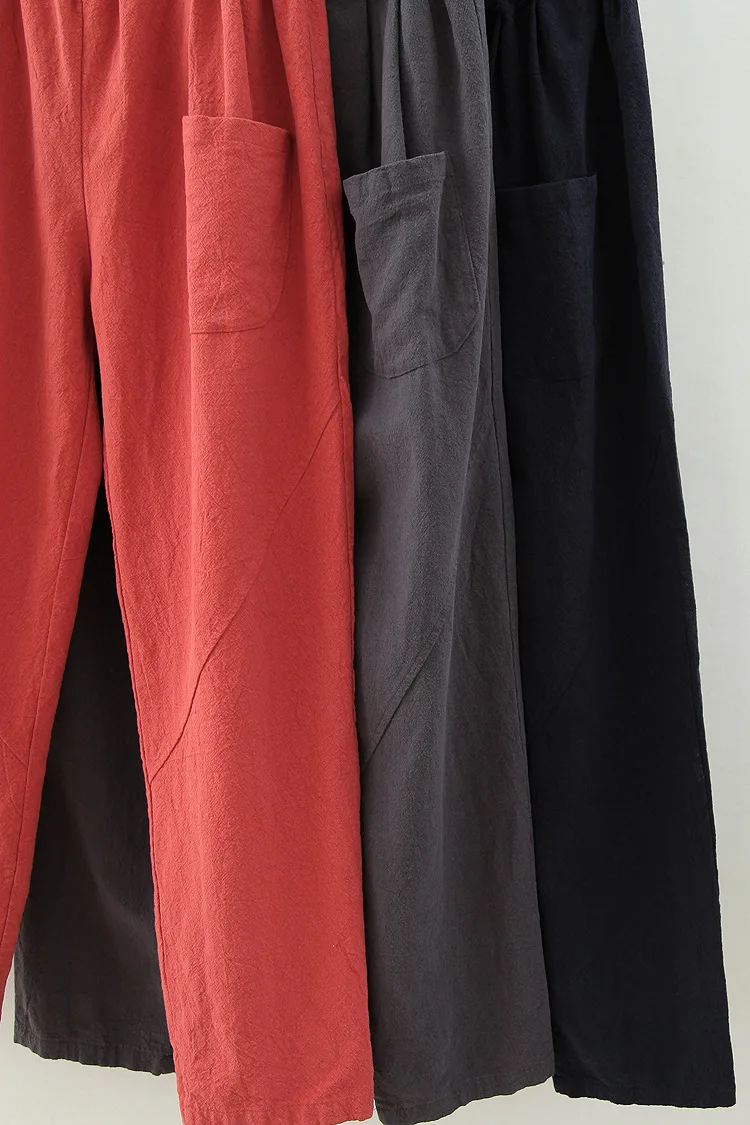 Женские осенние однотонные льняные брюки макси женские повседневные свободные брюки шаровары осенние эластичные талии карманы