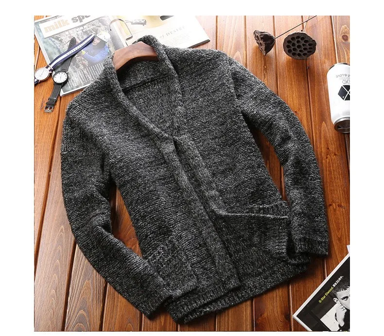 Мулс свитер-пальто мужчин V шеи толстые акриловые мужской свитер на осень-зиму мужской свитер черная куртка Вязаная одежда платье ms8933
