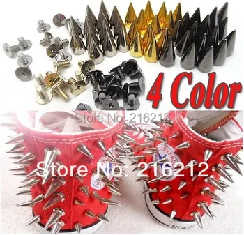 

Gold silver black 10mm Metal Bullet Spike Stud Punk Bag Belt Clothes Leathercraft Cone Rivet