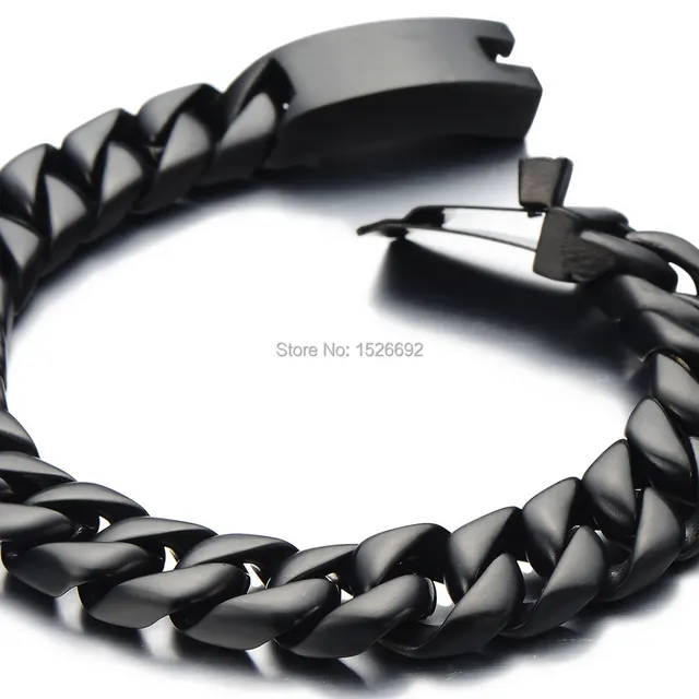 Black Cuban Chain Bracelet Men Stainless Steel Curb Black Cuban Chain Bracelet Men Stainless Steel Curb Male