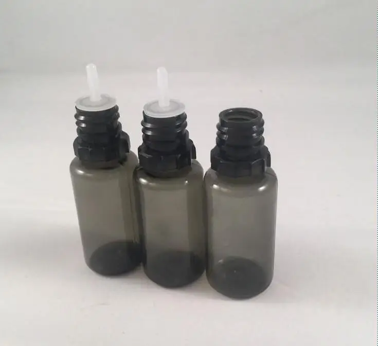 10 мл 30 мл ПЭТ пластиковые черные бутылки для жидкости с защитой от детей и длинной тонкой капельницей