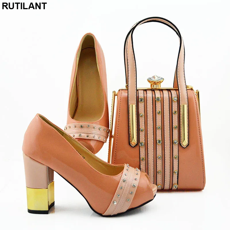 

Latest Design African Party Pumps Luxury Shoes Women Designers Womens Dress Shoes Open Toe Matching Shoes and Bag Set for Party