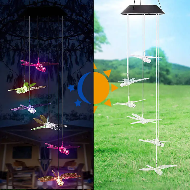 Color Change LED Solar Lamp Solar Wind Chime Light Six Hummingbird Waterproof Outdoor Garden Yard Patio Decor LED Solar Light solar lights for sale