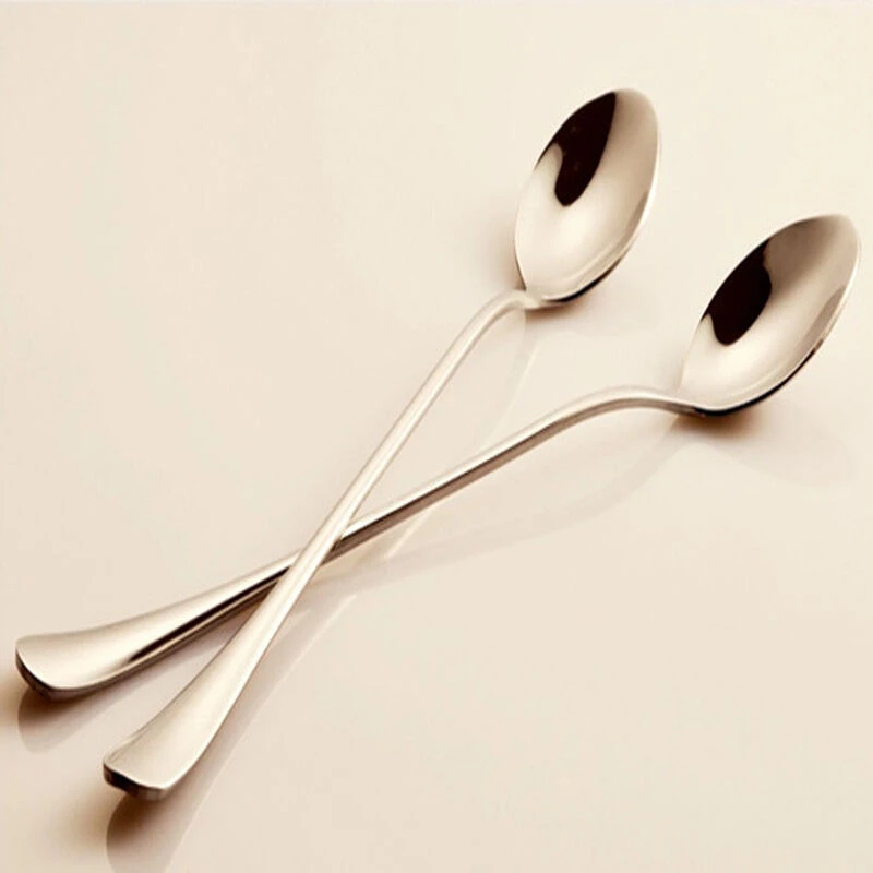 Лидер продаж 2 шт./компл. длинной ручкой Нержавеющая сталь Кофе ложка для мороженого Десерт Чай ложка для пикника на открытом воздухе Кухня Аксессуары для посуды