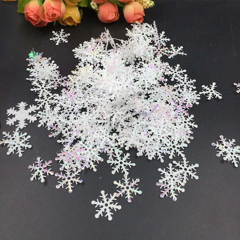 

300PCS/pack Frozen Party Supplies Colorful Fake Snowflake Christmas Wedding Decoration DIY Scene New Year Xmas Tree Window Decor