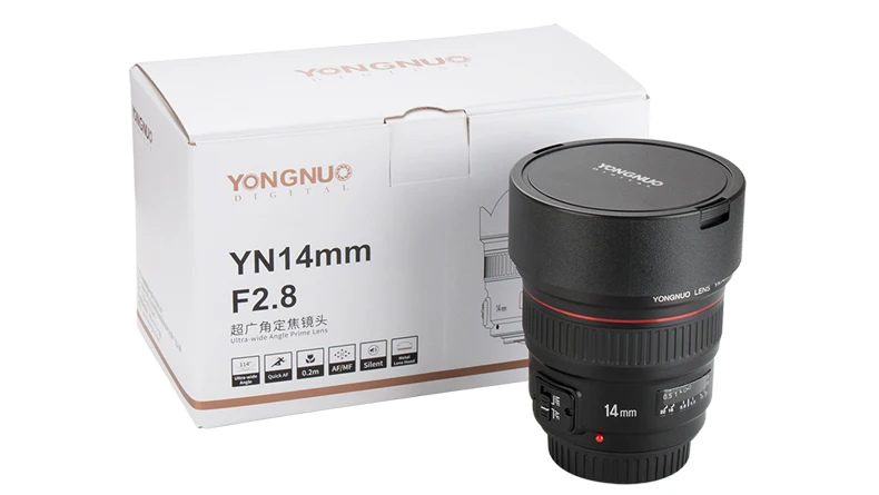 YONGNUO yn14mm объектив F2.8 AF MF Автофокус ультра Широкий формат объектив с фиксированным фокусным расстоянием 14 мм для Canon 5D Mark III IV 6D 700D 80d 70D DSLR Камера