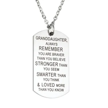

Inspirational Fashion Necklace Jewelry GRANDDAUGHTER, AL WAYS REMEMBER YOU ARE Lettering Stainless Steel Necklace Jewelry