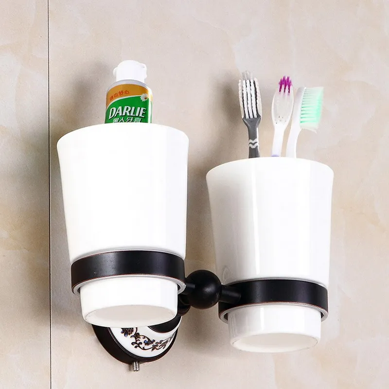 PROD 32958911792 Oil Rubbed Bronze Wall Mounted Toothbrush Holder
Double Cups Bathroom Accessories KD755
