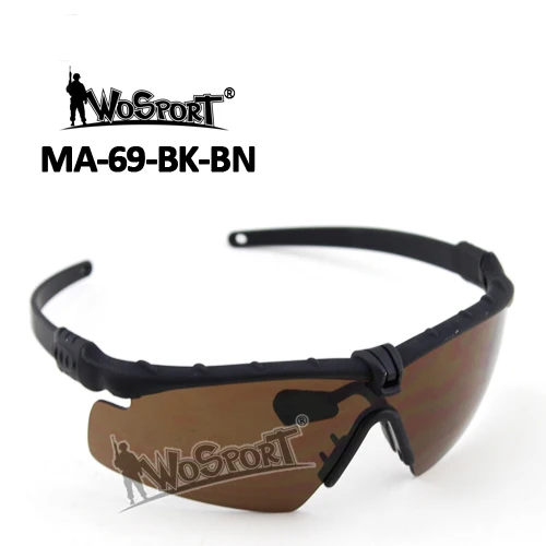WoSporT Тактические Военные очки армейские очки для стрельбы поляризованные Баллистические Очки с шлемом для Wargame - Цвет: BK