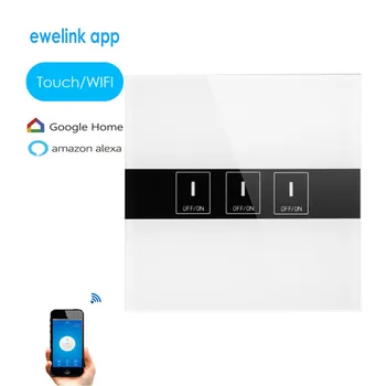

EU Standard eWelink app 1 2 3 gang Wifi Control Switch via Android IOS, Wireless Control Light Touch Wall Switch for Smart Home