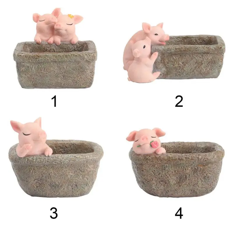 Забавное животное свинья цветочный горшок в пасторальном стиле тема животного домашнее настольное украшение для хранения домашних
