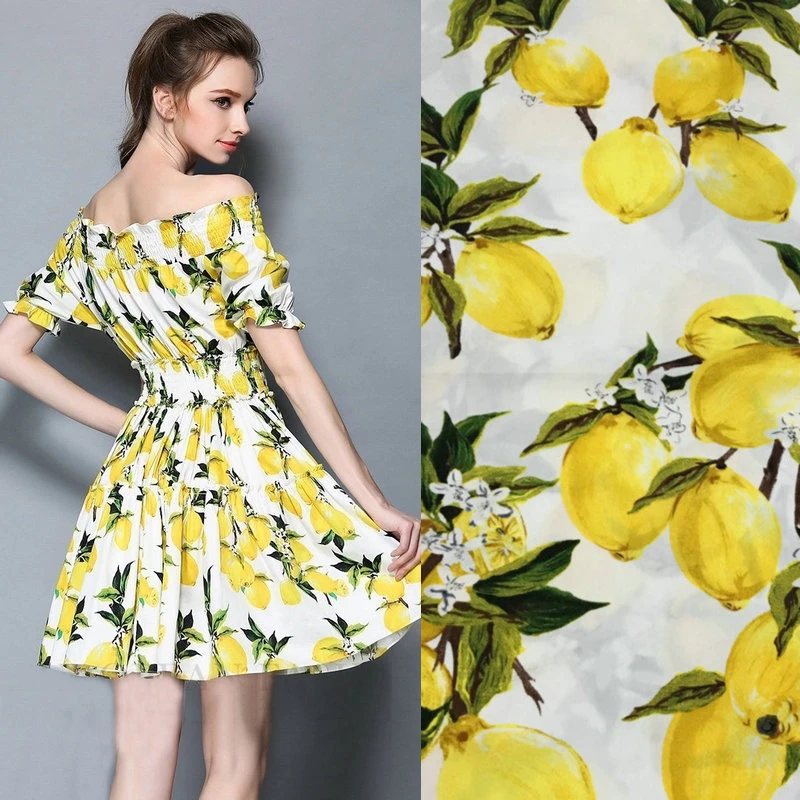 Lemon Printed Fabric 100 Cotton Fabric For Women Children Clothing Vintage Lemon Cotton Fabric For Dress Sewing Diy Material Cotton Fabric For Dress Printed Fabric100 Cotton Fabric Aliexpress