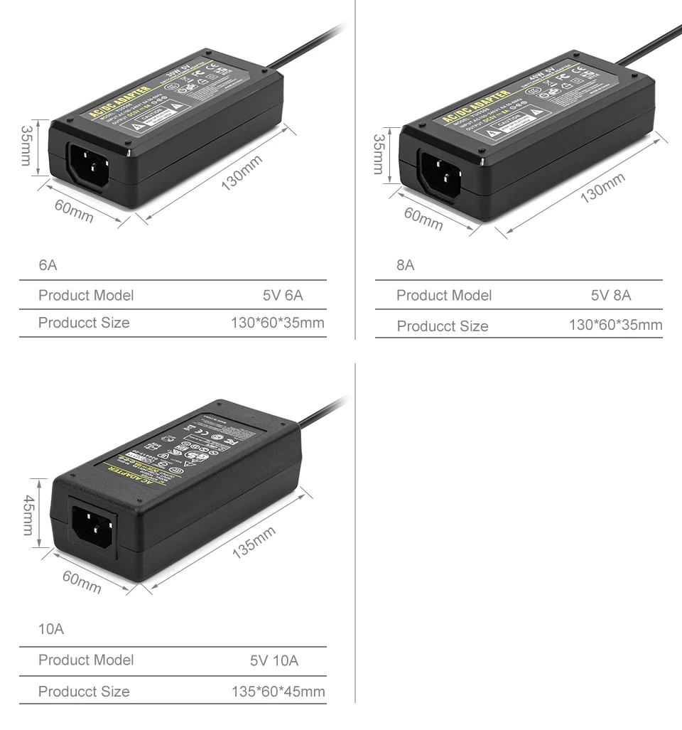 5 V светодиодный Питание 1A/2A/3A/6A/8A/10A адаптер переключения WS2812B WS2811 SK6812 LPD8806 WS2801 Светодиодные ленты света