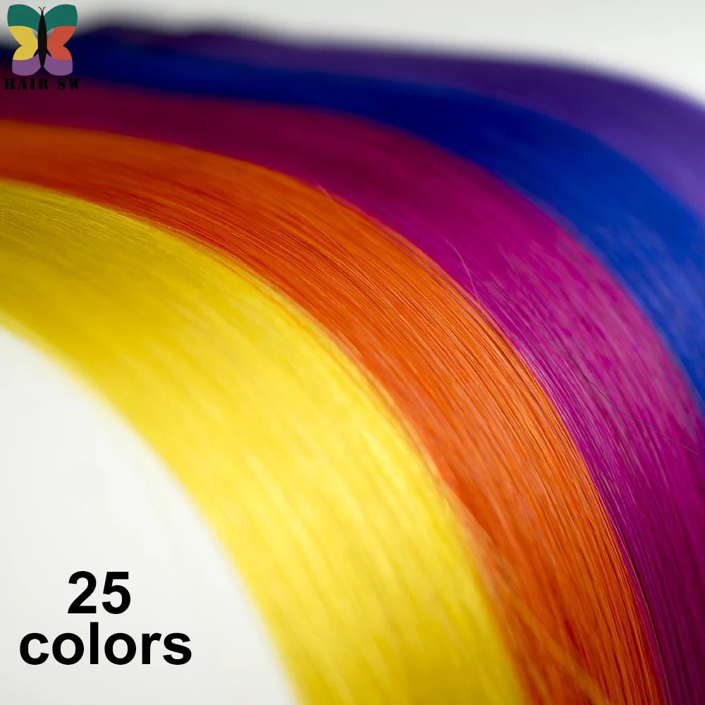 HAIR SW Colored Highlight Synthetic Hair Extensions Clip In One Piece Color Strips 20\