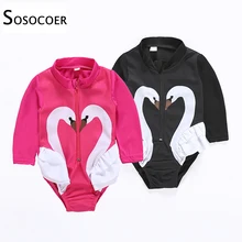 SOSOCOER/купальная Одежда для девочек летний купальный костюм для малышей с рисунком лебедя детская одежда для малышей Детский костюм для плавания на молнии