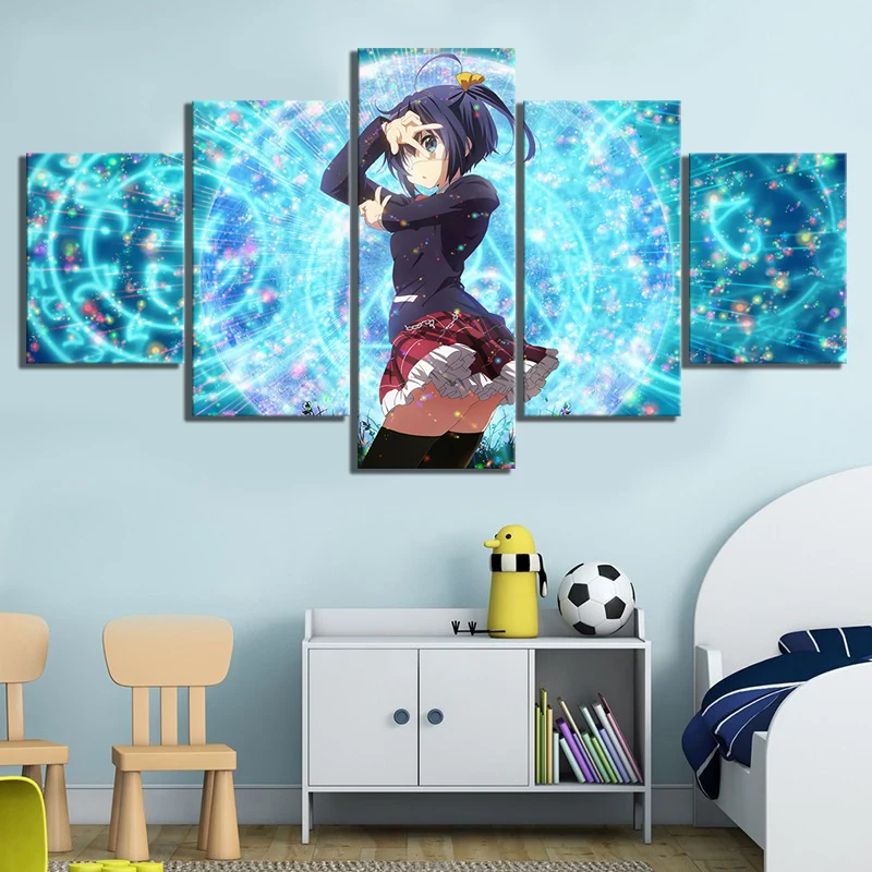 5 шт. HD Аниме Девушки картины Cyuunibyou Демо Koigashitai таканаши Рикка мультфильм