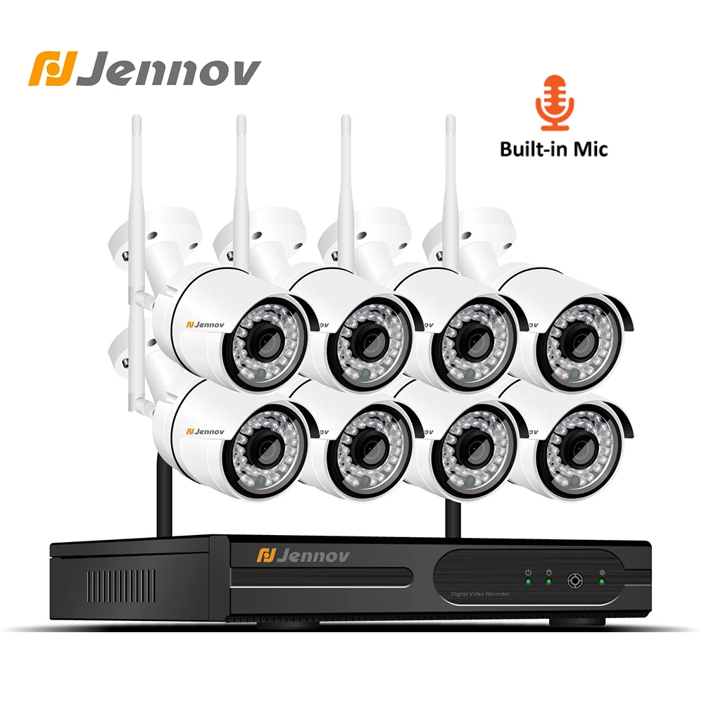 

Jennov 1080P 4CH Video Surveillance 2MP CCTV Camera System Security Camera System Wifi NVR Kit HDMI P2P Audio Record LED Light