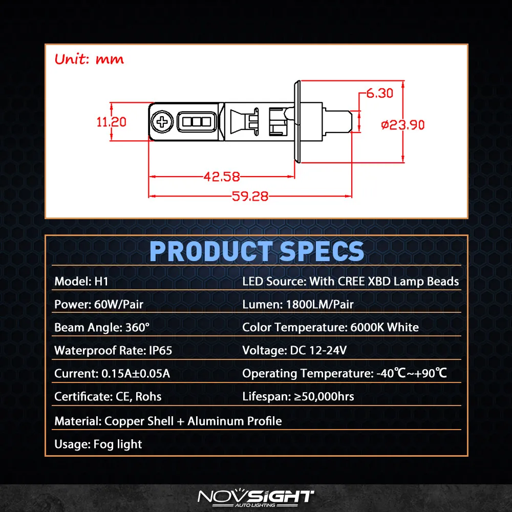 NOVSIGHT h1 светодиодные лампы головной светильник белый светильник автомобильные лампы Противотуманные фары светильник Светодиодная лампа дальнего света автомобильных противотуманных фар 1800LM туман светильник s лампы для автомобиля светильник Инж