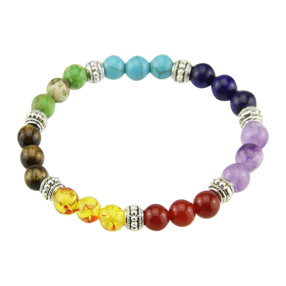 

CJdropship Mens Womens 7 Chakra Mixed Stone Healing Chakra Pray Mala Bracelet Beads Jewelry CTSPHSL001 Natural Stone Bracelet