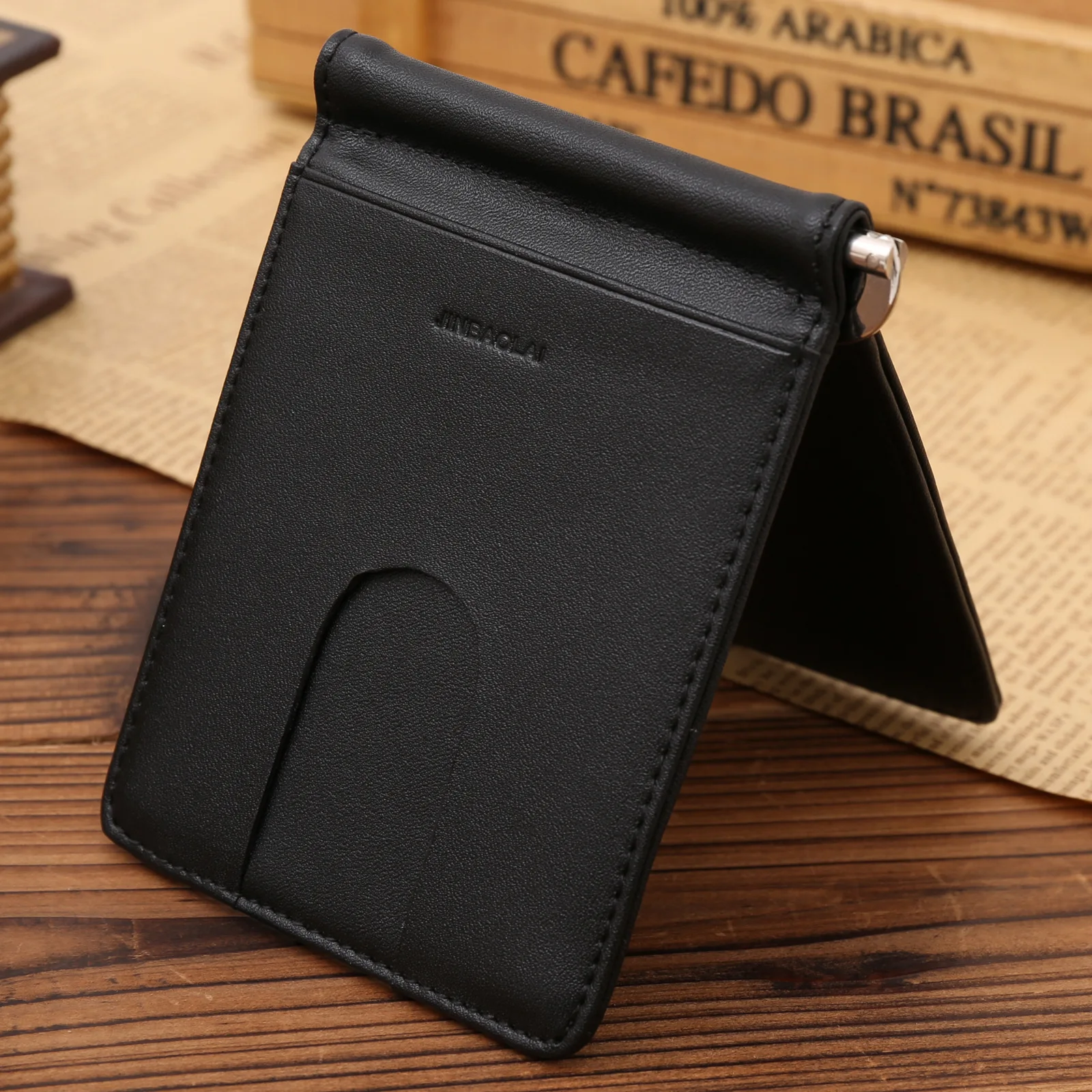 2016 New Genuine Leather Money Clips Wallet Mens Metal Clips For Money
