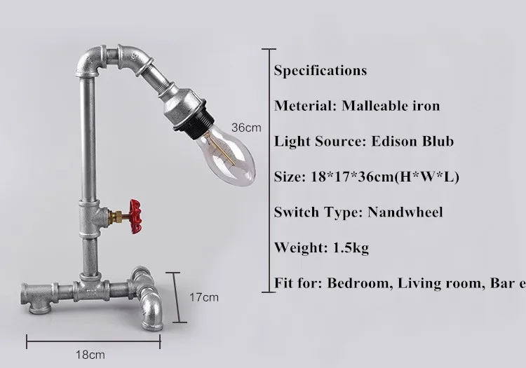 DIY под старину с шаровидным графитом трубки настольная лампа из металла стимпанк промышленный escritorio Настольная лампа с лампочкой Эдисона лампы