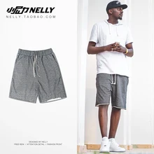 Nelly летние высокие уличные хип хоп Серые Дикие Спортивные шорты негабаритные повседневные мужские однотонные дикие шорты-шаровары