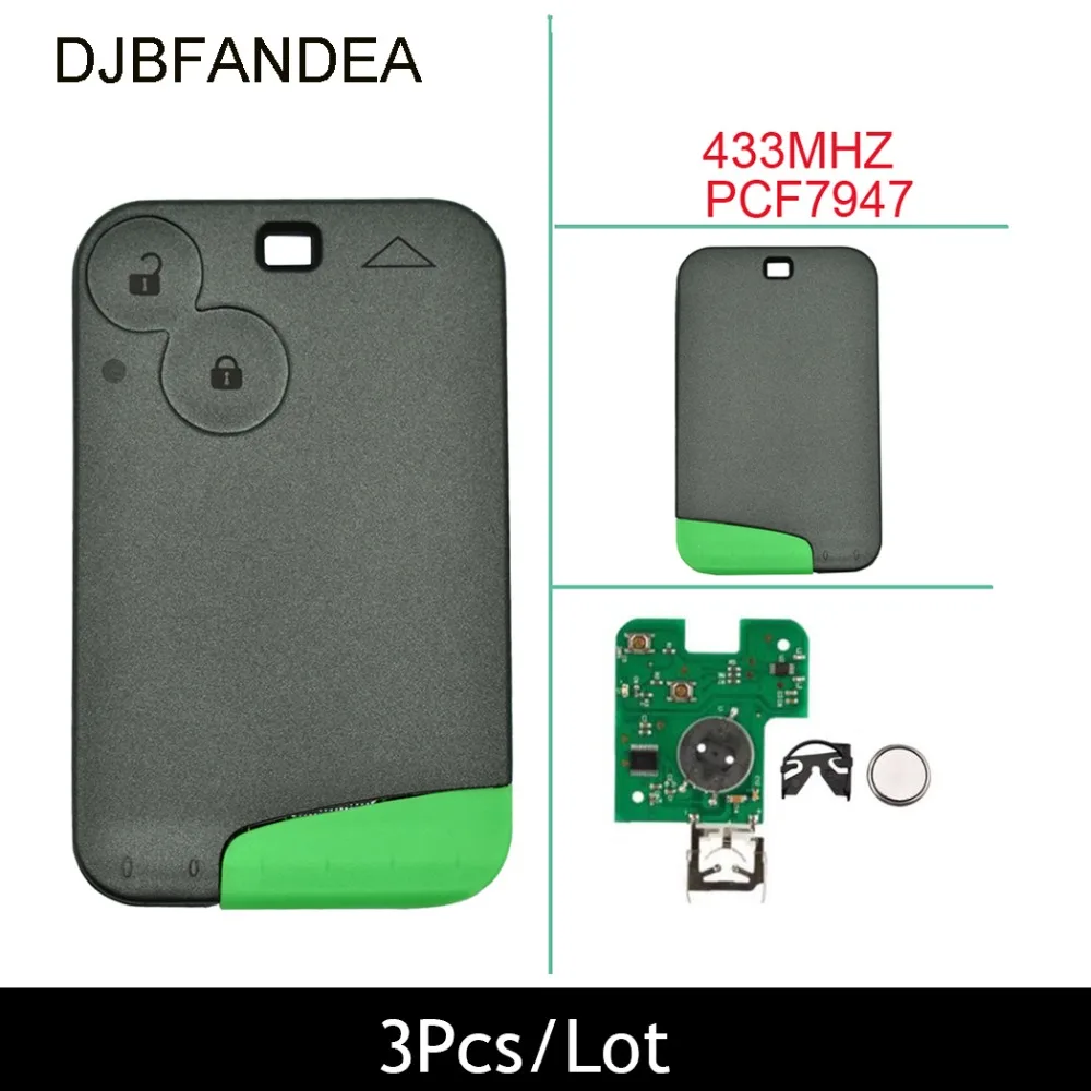 

DJBFANDEA 3PCS/Lot Smart Remote Key Keyless Fob For Renault Laguna Espace 2001 2002 2003 2004 2005 2006 Complete Key