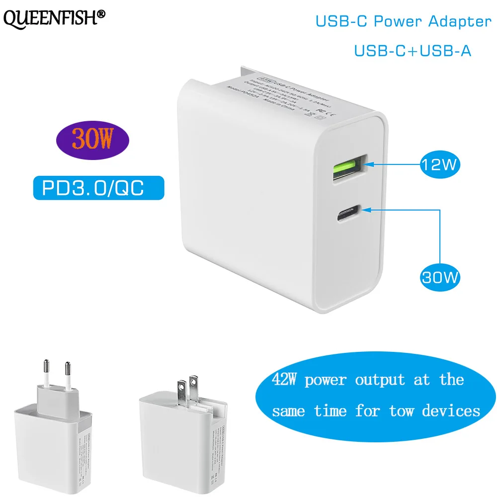 30 Вт USB PD Зарядка адаптер питания Тип C 3 0 зарядное устройство для мобильного