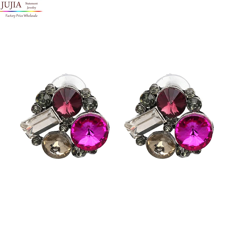 

JUJIA new design fashion women statement crystal stud Earrings for women fashion earring Factory wholesale