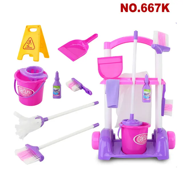 53cm Kids Cleaning Toys Bucket Mop Broom Vacuum Cleaner Play Set