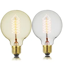 TIANFAN Edison ЛАМПЫ старинная лампочка G80 спиральная вольфрамовая нить углеродная 40 Вт 220/240 в E27 декоративная лампа накаливания